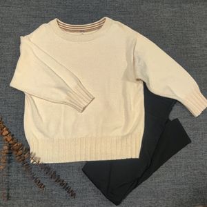Free People | Oversized Ribbed High Crew Neck Long Sleeved Drop Shoulder Sweater